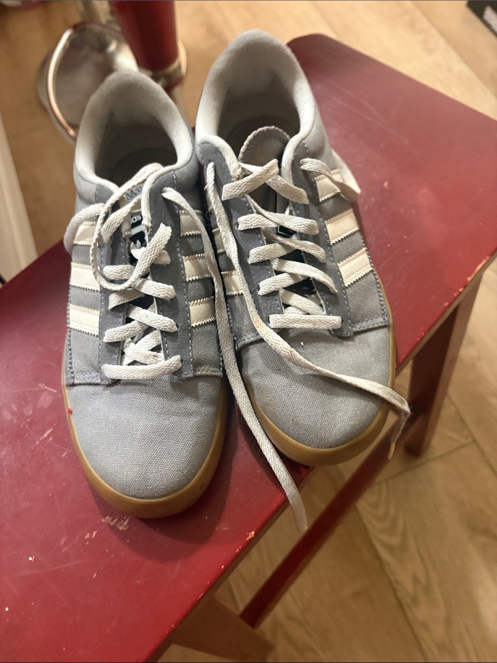 adidas Light gray Canvas Low-Top Sneakers with Gum Sole size 5